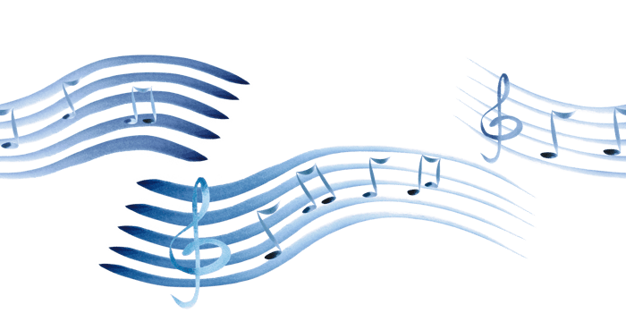 Seamless border with stave and notes. Isolated watercolor illustration on music theme for interior decoration of music parties, cards, festivals. png