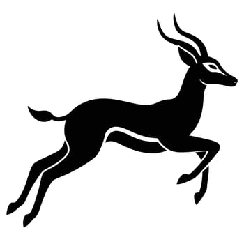 Black gazelle leaping gracefully isolated on white background antelope running vector