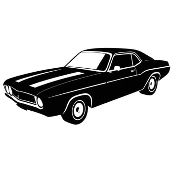 Vintage black muscle car with white racing stripes vintage car black car vector