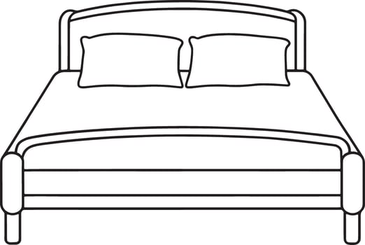 Double bed outline with pillows in clean drawing style for modern home furnishing illustration vector