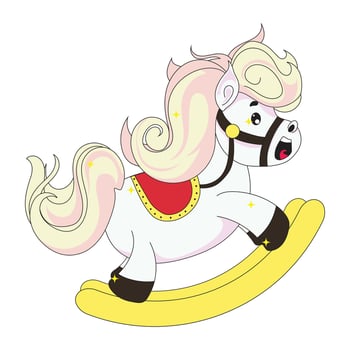 Adorable rocking horse clipart illustration perfect for Christmas cards, festive gift tags, posters, and seasonal decorations. Great for adding playful and joyful charm to holiday designs. vector