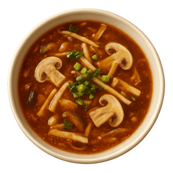 Hot and Sour Soup in a Creamy Bowl with Fresh Ingredients png