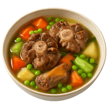 Hearty Oxtail Soup with Fresh Vegetables and Savory Broth png