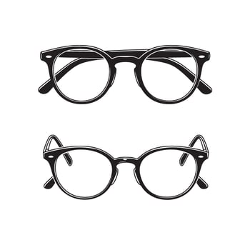 Classic eyeglasses ornament set depicting stylish round frames isolated on white background vector