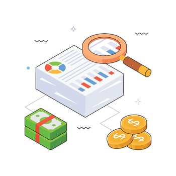 Report Analysis isometric Illustration. EPS 10 file vector