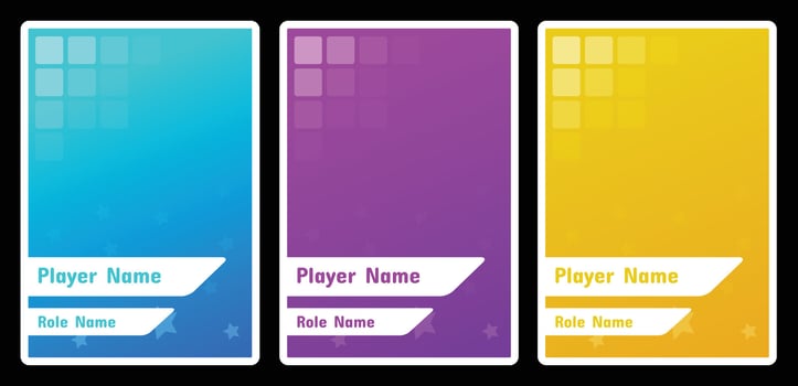 trading game template with contrast and colorful theme. card template for trading card game, player card tag, artist and idol card vector