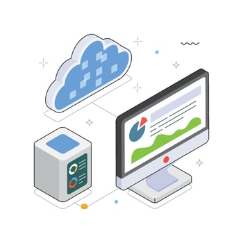 Binary Data Transfer Isometric Illustration. EPS 10 File vector