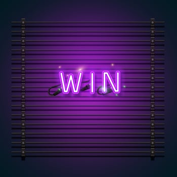 Neon casino icons. The inscription is a win. illustration in doodle style. vector