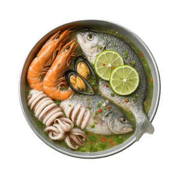 Fresh Seafood Dish with Lime and Herbs in Bowl png