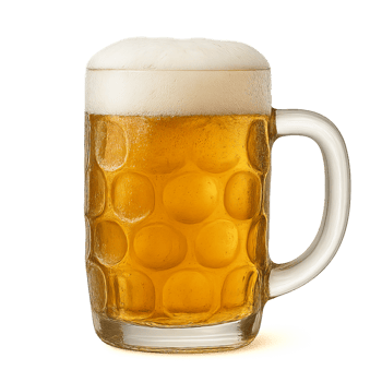 Golden Beer Mug with Foam on Top in Bright Background png