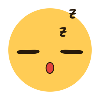 Yellow emoji with a sleepy face taking a nap png