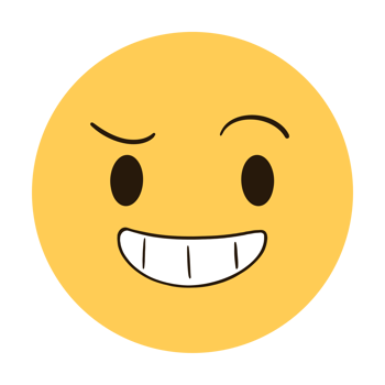 Yellow emoji with a sly face png
