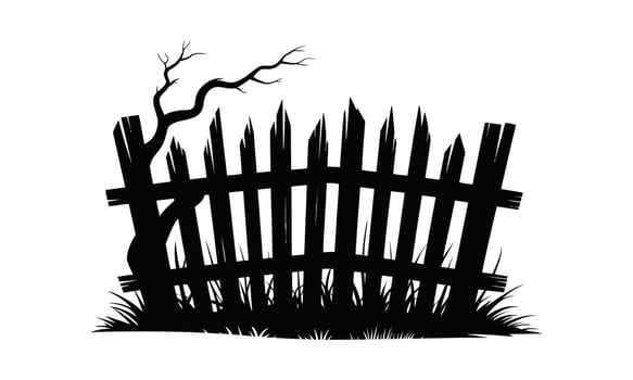 Wooden fence design silhouette vector