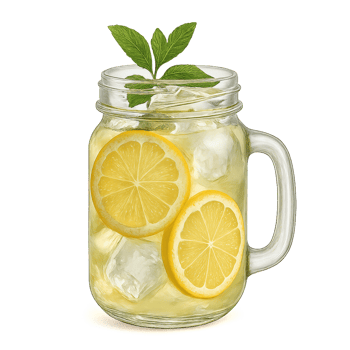 Refreshing Lemonade in Mason Jar with Mint and Ice Cubes png