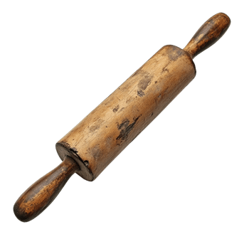Antique Wooden Rolling Pin with Rustic Texture and Patina Isolated on Transparent Background png
