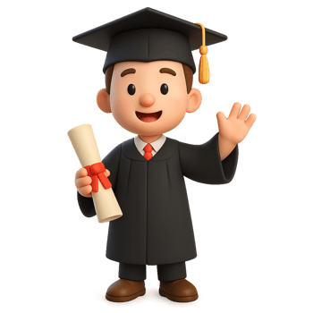 Cartoon Graduate Character Excited with Diploma in 3D Style png