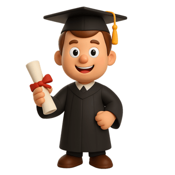 3D Cartoon Graduate Character Holding Diploma on Simple Background png