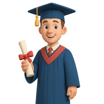 Cartoon Graduate Holding Diploma in 3D Style for Educational Themes png