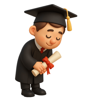 Cartoon Graduate Bowing with Diploma in Simple Style Design png