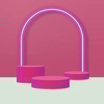 Product presentation, mock up, show cosmetic product, Podium, stage pedestal or platform. Pink background. vector