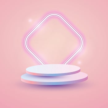 Showcase stand with neon lighting vector