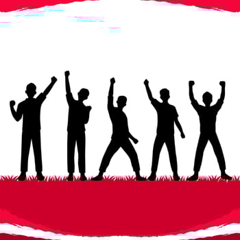 silhouette of people celebrating independence vector