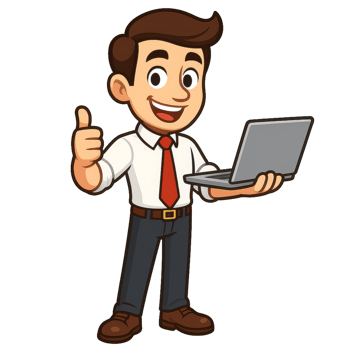 Cartoon Entrepreneur with Laptop Illustration for Business Use png