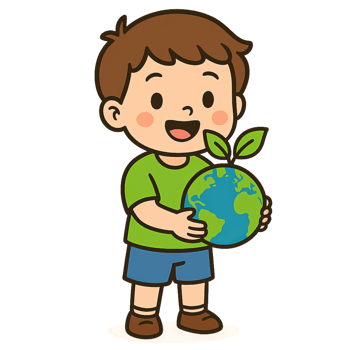 Child Holding Earth with Plant Symbolizing Nature and Nurturing Care png