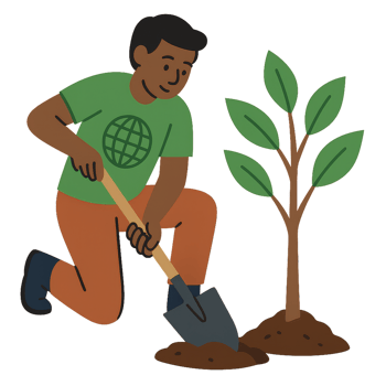 Person Planting a Tree in a Simple and Colorful Illustration png