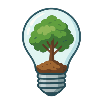 Eco-Friendly Light Bulb with Tree and Soil Illustration png