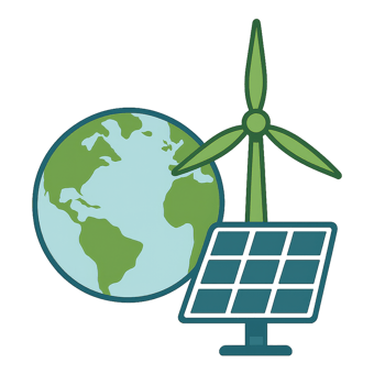 Green Energy Solutions Wind Turbine and Solar Panel Illustration png