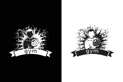 motivational gym t-shirt man and poster design for fitness inspiration, prints black and white background vector