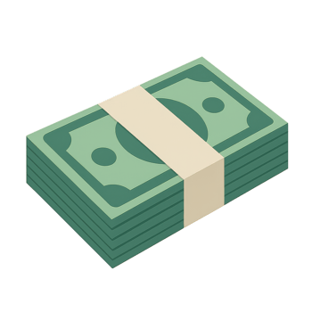 Simple Illustration of Stacked Money Bills in Green Color png