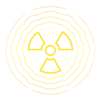 Glowing Nuclear Symbol with Radiating Lines on Dark Background png
