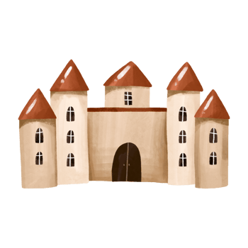 Old fortess hand drawn watercolor illustration png