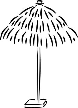 Straw umbrella sketch for tropical label design beach packaging resort branding poster decor vector