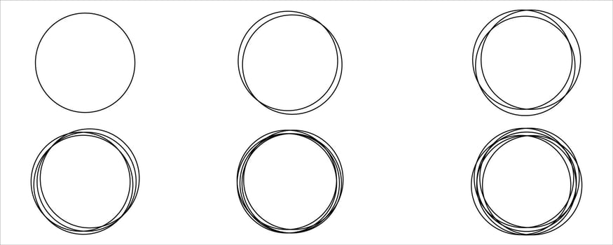 Hand drawn circle frame set vector