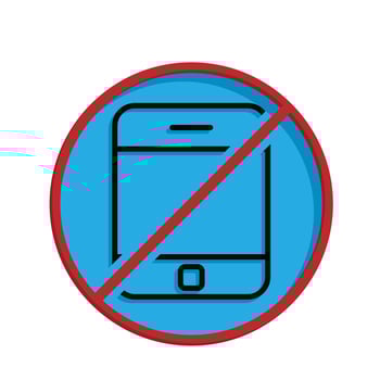 Mindfulness icon. no phone zone. handphone in crossed circle. mental health, calmness, exercise. Mixed design style vector