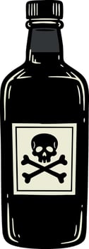 Poison bottle with skull and crossbones symbol drawing for warning hazardous liquid container design vector