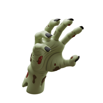 Illustration of a green zombie hand with black claws and blood stains isolated on a white background for Halloween decorations. png