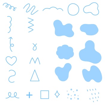 abstract line and shape elements in minimal blue vector