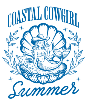 Coastal Cowgirl Summer Mermaid Seashell Beach T-shirt Design png