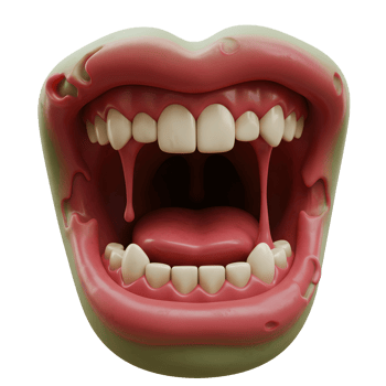 Cartoon mouth with teeth and tongue are visible in this isolated illustration, potentially used for a design or comedic effect. png