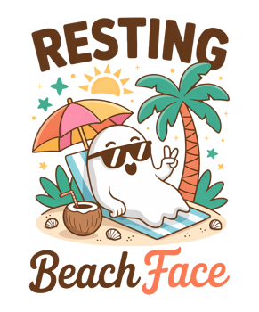 Resting Beach Face Funny Ghost Sunglasses Halloween T-shirt Design png