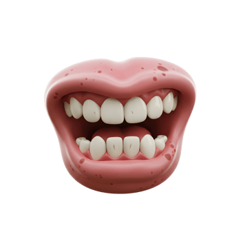 Illustration showing an open mouth with teeth and tongue displayed, suitable for dental or medical applications. png