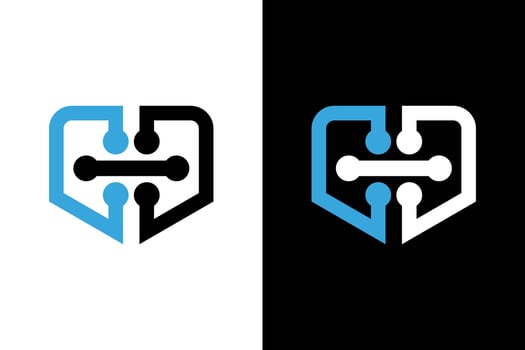 Modern Tech Shield Logo Template Design vector