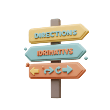 A colorful directional sign with arrows and the word 'Directions' points the way, perfect for guiding users or indicating different paths forward. png
