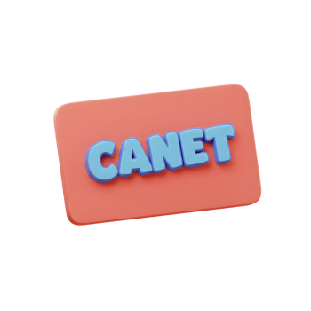 A blue 3D text 'Canet' is displayed on a rounded red rectangle, which can be used for branding. png