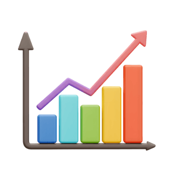 A colorful bar chart with an ascending line graph indicates positive growth and upward trends, suitable for illustrating business success or financial progress. png