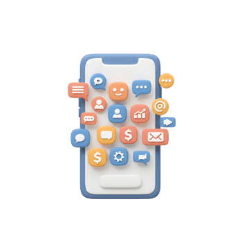 Smartphone with app icons is a common tool for communication and digital tasks in our everyday life. png